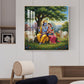 Radha Krishna With Cow Glass Finish Square Wall Art