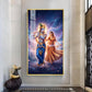 Radha Krishna Divine Glass Finish Vertical Wall Art