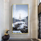 Dazzling Pearl Peacock Glass Finish Vertical Wall Art