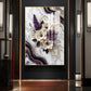 Beautiful Purple & White Flowers Glass Finish Vertical Wall Art