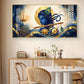 Lord Krishna With Yantra Glass Finish Horizontal Wall Art