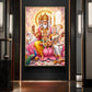 God Brahma Alongside Saraswati Glass Finish Vertical Wall Art