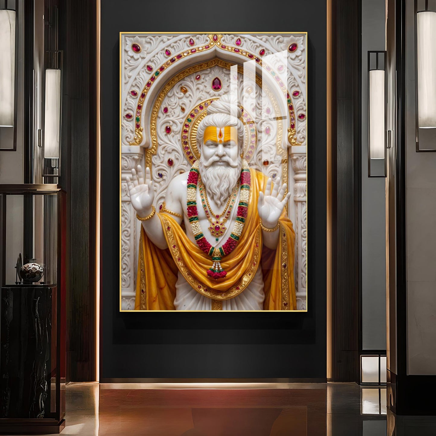 Premanand Maharaj Ji Glass Finish Vertical Wall Art