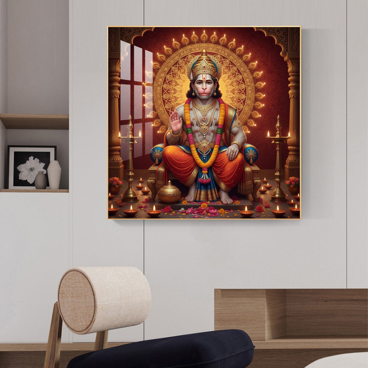 Divine Lord Hanuman Ji Glass Finish Square Wall Art
