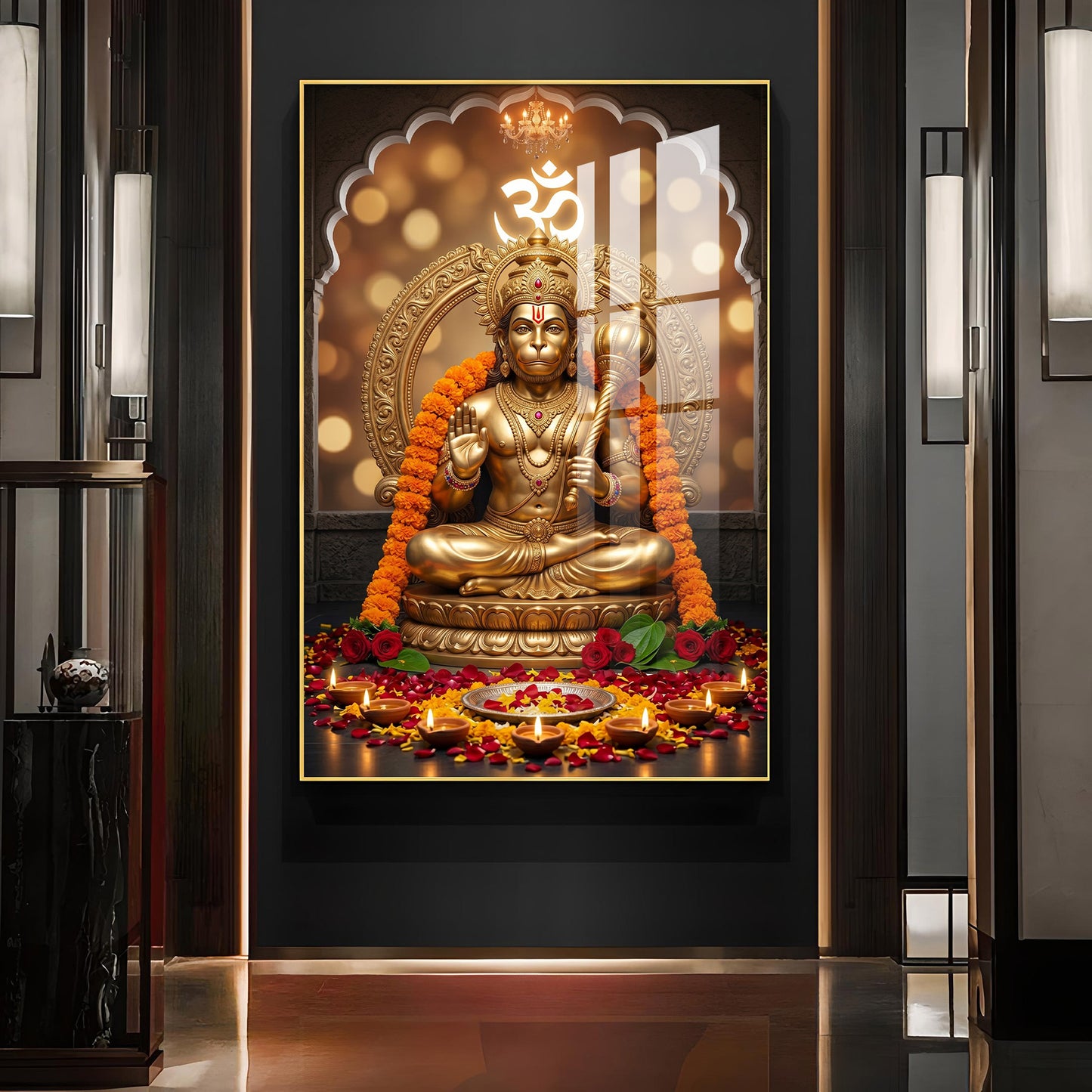 Samriddhi Hanuman Ji Glass Finish Vertical Wall Art