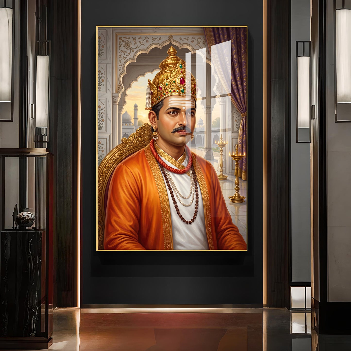 Depicts Basavanna Glass Finish Vertical Wall Art