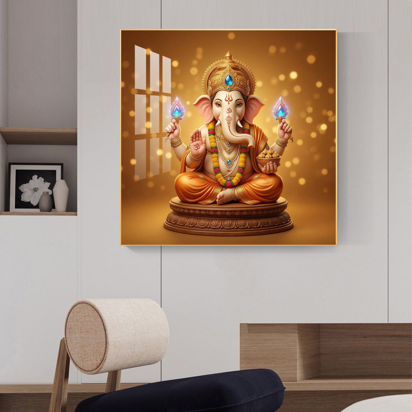 Divine Shree Ganesha ji Glass Finish Square Wall Art