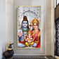 Hindu Deity Family Glass Finish Vertical Wall Art