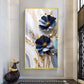 Blue Petal Luxe Flower Glass Finish Vertical Wall Art