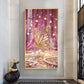 Elegant Pink Butterfly Glass Finish Vertical Wall Art