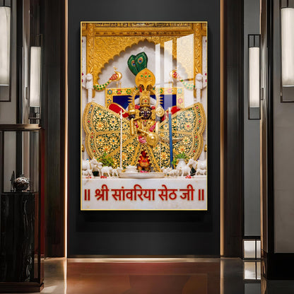 Shree Sanwaria Seth Glass Finish Vertical Wall Art