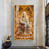 Om Sai Ram Glass Finish Vertical Wall Art