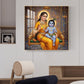 Little Kanha With Yashoda Maa Glass Finish Square Wall Art