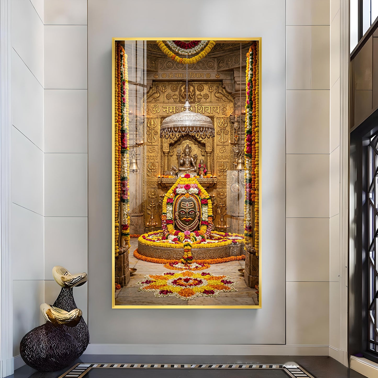 Mahakaleshwar Jyotirlinga Glass Finish Vertical Wall Art