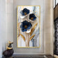 Blue & Gold Serenity Glass Finish Vertical Wall Art