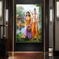 Lord Ram Siya With Lakshman Glass Finish Vertical Wall Art