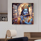 Spiritual Krishna With Flute Glass Finish Square Wall Art