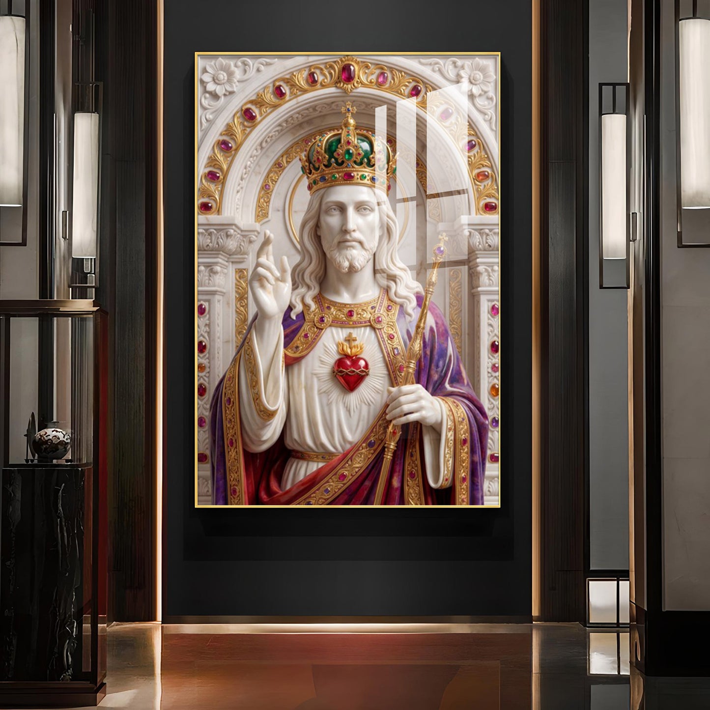 Christ The King Glass Finish Vertical Wall Art