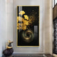 Gold Ginkgo Leaves Glass Finish Vertical Wall Art