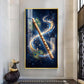 Flute With Peacock Feathers Glass Finish Vertical Wall Art