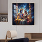 God Radha Krishna Glass Finish Square Wall Art