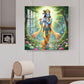 Lord Krishna With Blue Skin Glass Finish Square Wall Art