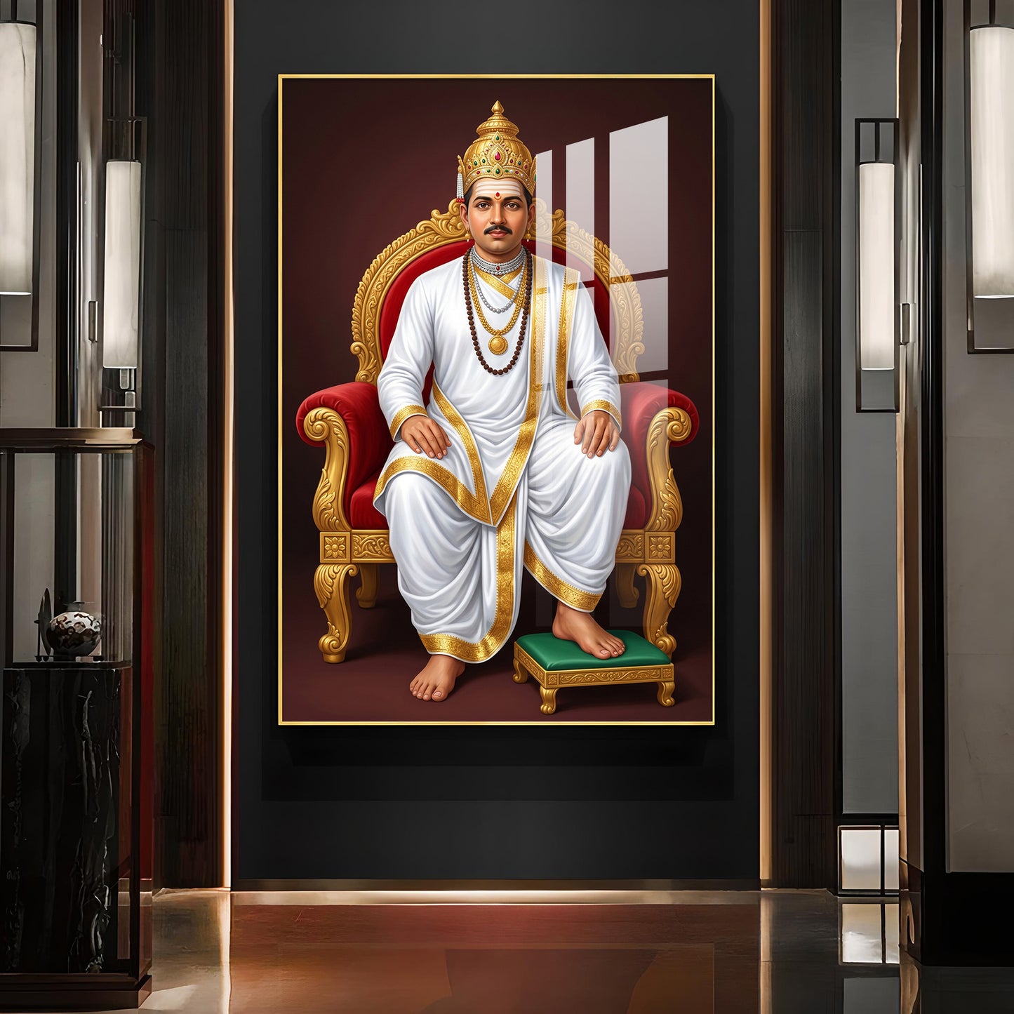 Lord Basavesvara Glass Finish Vertical Wall Art