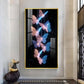 Blue & Pink Glowing Butterflies Glass Finish Vertical Wall Art