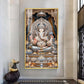 Depicts Lord Ganesha Glass Finish Vertical Wall Art