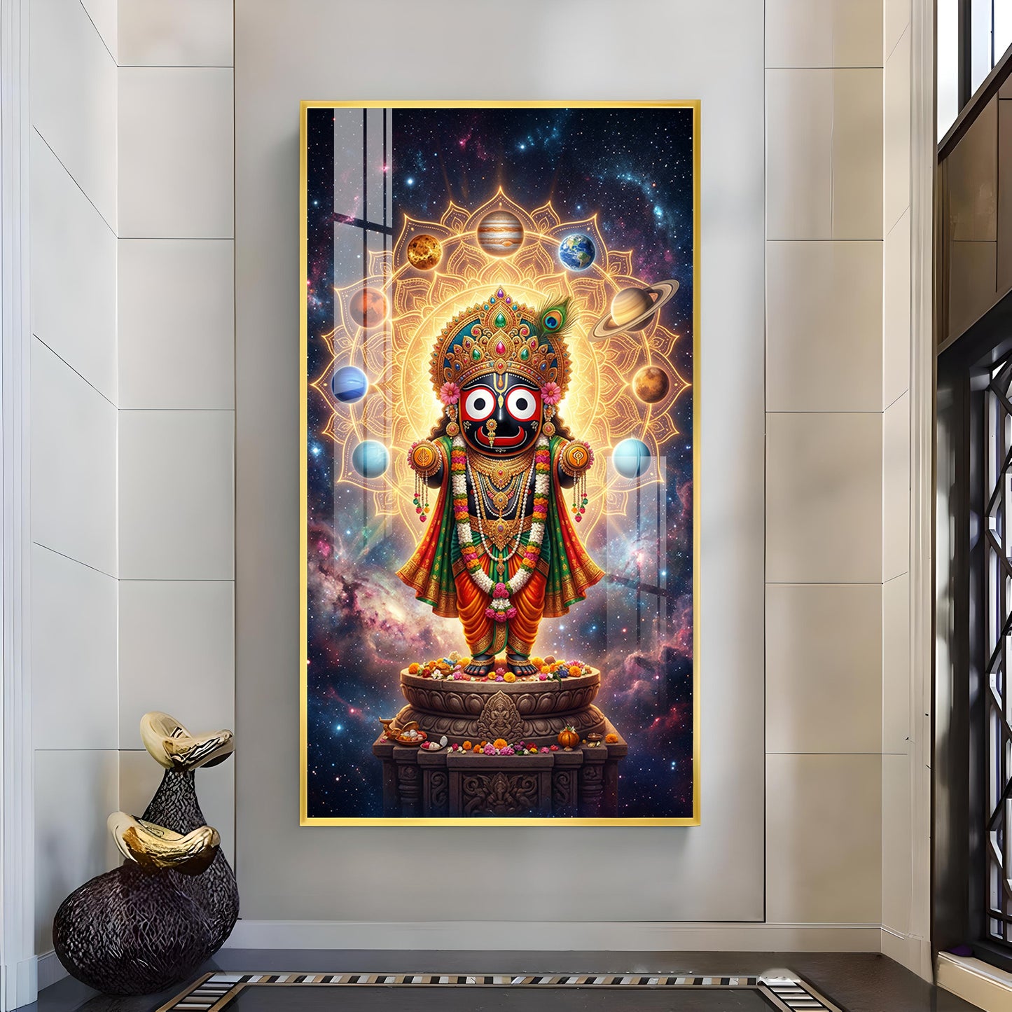 Lord Jagannath Prabhu Glass Finish Vertical Wall Art
