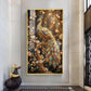 Elegant Peacock Fantasy Glass Finish Vertical Wall Art