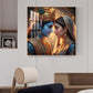 Divine Lord Radha and Krishna Glass Finish Square Wall Art
