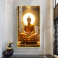 Meditating Gautam Buddha Glass Finish Vertical Wall Art