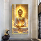 Golden Serenity Buddha Glass Finish Vertical Wall Art