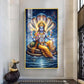 Lord Vishnu On Sheshnag Glass Finish Vertical Wall Art