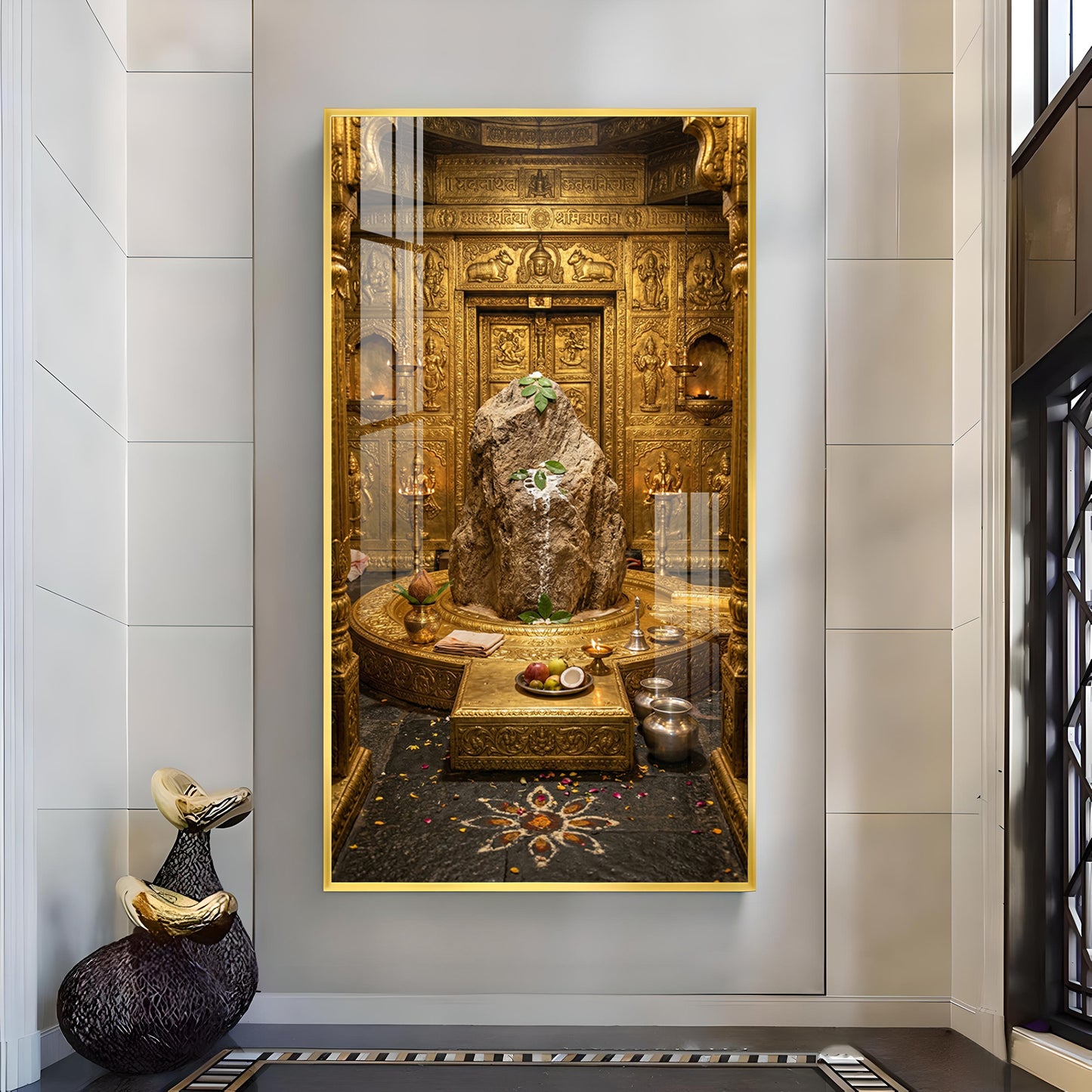Divine Kedarnath Jyotirlinga Glass Finish Vertical Wall Art