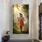 Lord Krishna Ji Playing Flute Glass Finish Vertical Wall Art