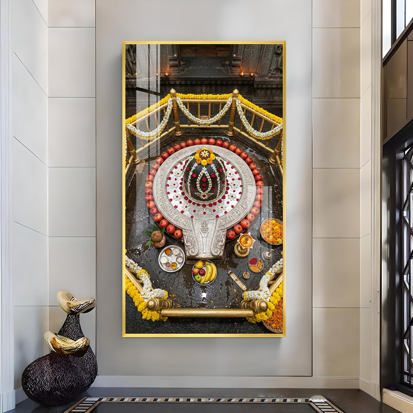 Divine Bhimashankar Jyotirlinga Glass Finish Vertical Wall Art