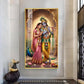 Eternal Bond of Radha Krishna Glass Finish Vertical Wall Art