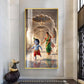 Little kanha With Maa Yashoda Glass Finish Vertical Wall Art