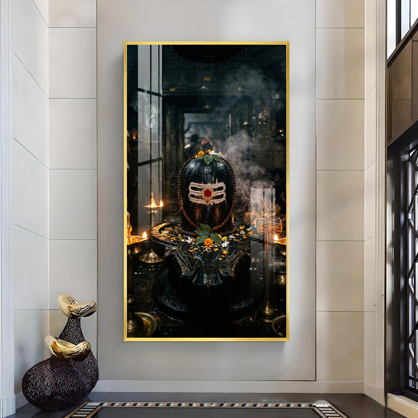 Shiv Maheshwar Glass Finish Vertical Wall Art