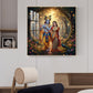 Jai Shree Radhe Krishna Glass Finish Square Wall Art