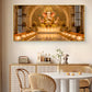 Lord Ganesha In A Golden Temple Glass Finish Horizontal Wall Art
