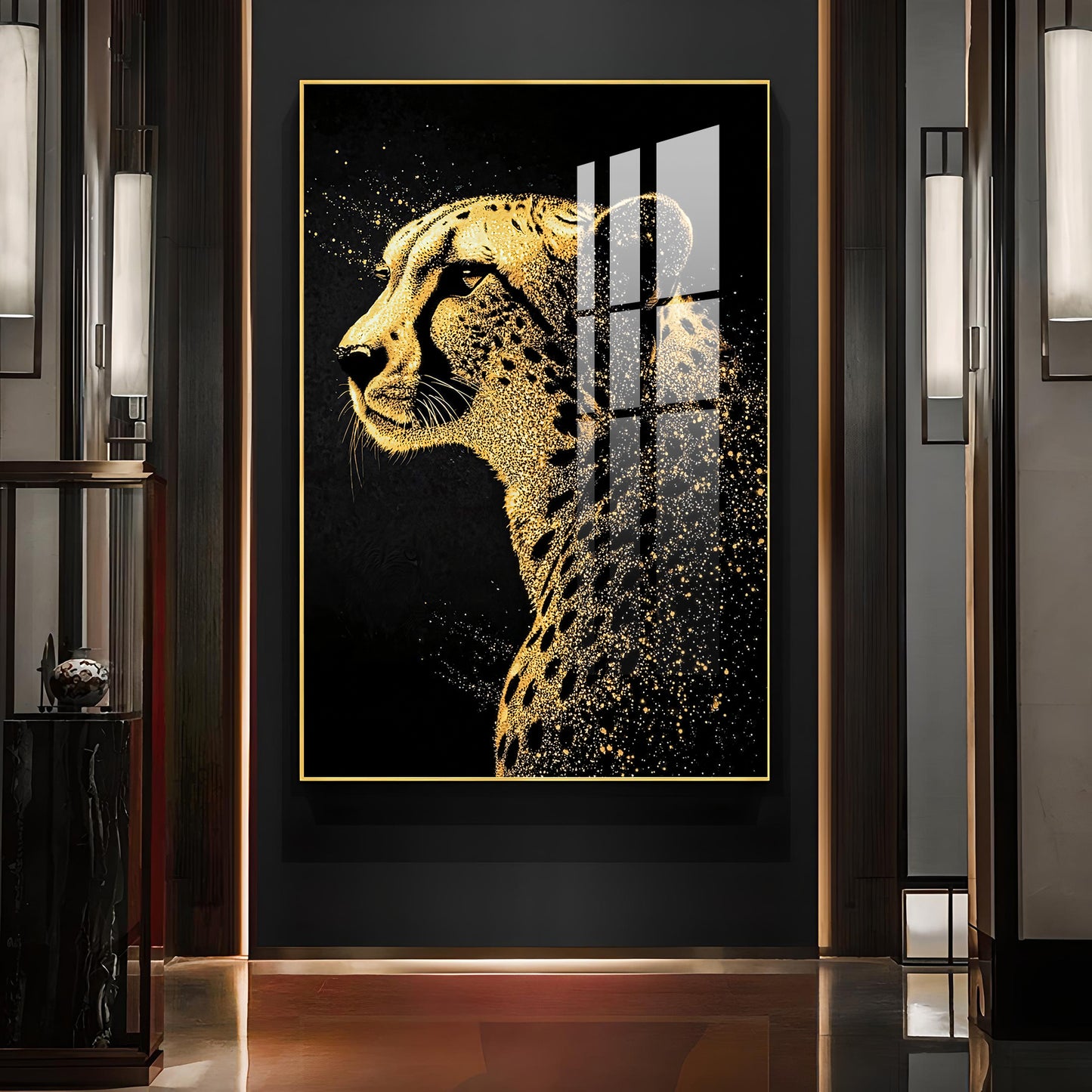 Leopard Glass Finish Vertical Wall Art