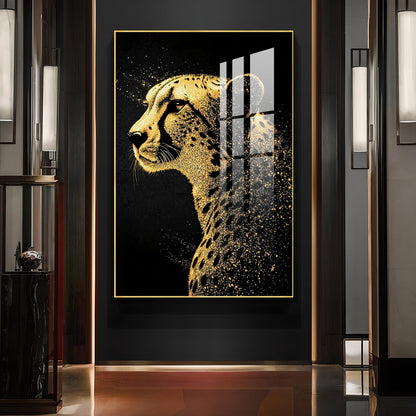 Leopard Glass Finish Vertical Wall Art