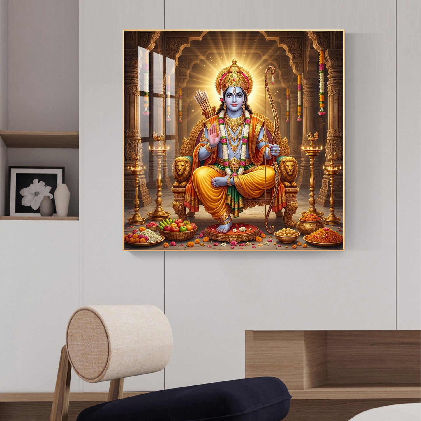 Lord Shri Ram Glass Finish Square Wall Art