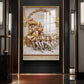 Krishna & Arjuna Chariot Glass Finish Vertical Wall Art