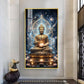 Meditating Buddha Glass Finish Vertical Wall Art