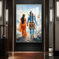 Divine Shiv Ji & Parvati Glass Finish Vertical Wall Art