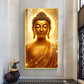Golden Meditating Buddha Glass Finish Vertical Wall Art